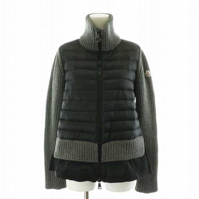 【中古】モンクレール MONCLER マグリア MAGLIONE TRICOT CARDIGAN ダウンジャケット ニット 切替 S グレー 黒