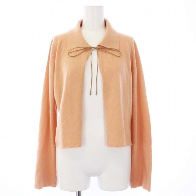 【中古】シャネル 99A ニットカーディガン 長袖 ショート丈 カシミヤ100％ リボン 38 M サーモンピンク P13833V00628の通販は