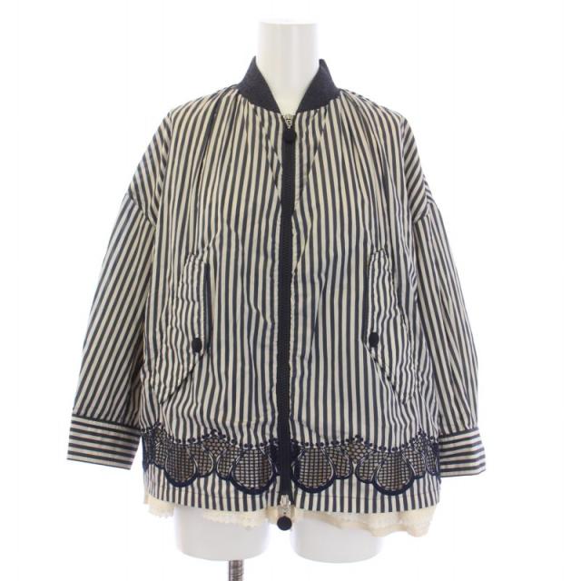 【中古】モンクレール MONCLER 17SS ISTRES ブルゾン ジャケット 七分袖 ジップアップ M 紺 レディースの通販は