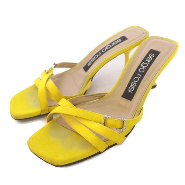 【中古】セルジオロッシ Sergio rossi SR Mini Prince サンダル ミュール ピンヒール 38 25cm 黄 イエロー /☆Kの通販は 4,770円