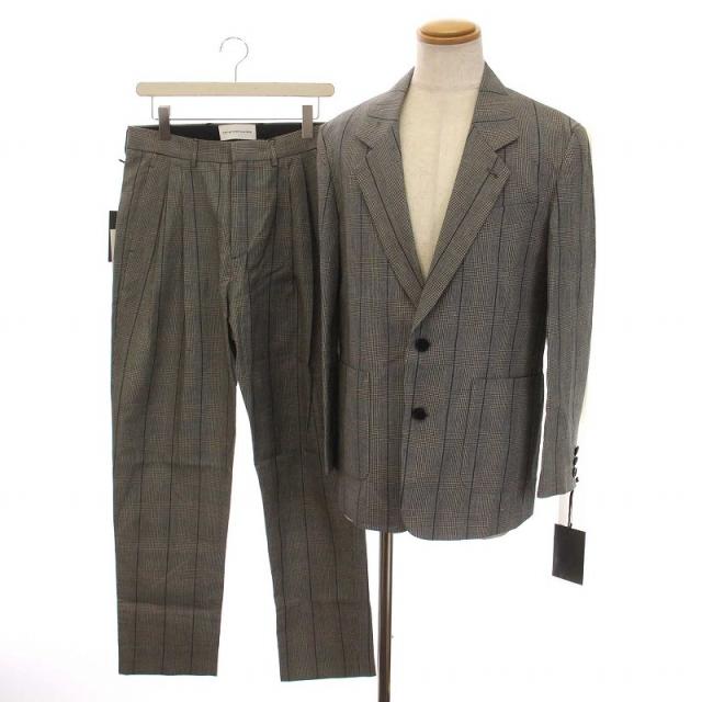 【中古】未使用品 ダイエットブッチャースリムスキン シングルスーツ セットアップ グレンチェック パンツ 1 グレー