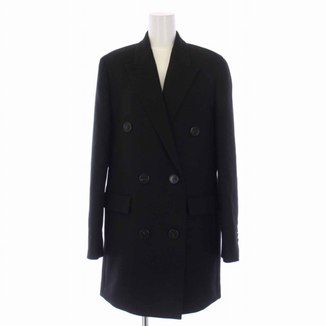 【中古】セオリー Theory 22AW BOND WOOL LUXE WCO2 ウールコート ミドル丈 0 S 黒 ブラック 14-2309600 レディース