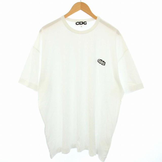【中古】コムデギャルソン CDG AD2023 Tシャツ カットソー ロゴ ワッペン 半袖 クルーネック M 白 SZ-T066 メンズの通販は