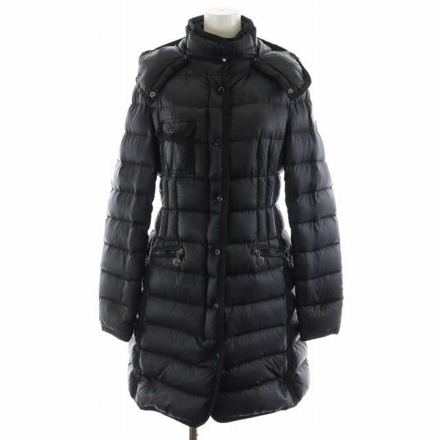 【中古】モンクレール MONCLER エルミンヌ HERMINE ダウンコート ロング丈 フード ナイロン アウター 0 S 黒