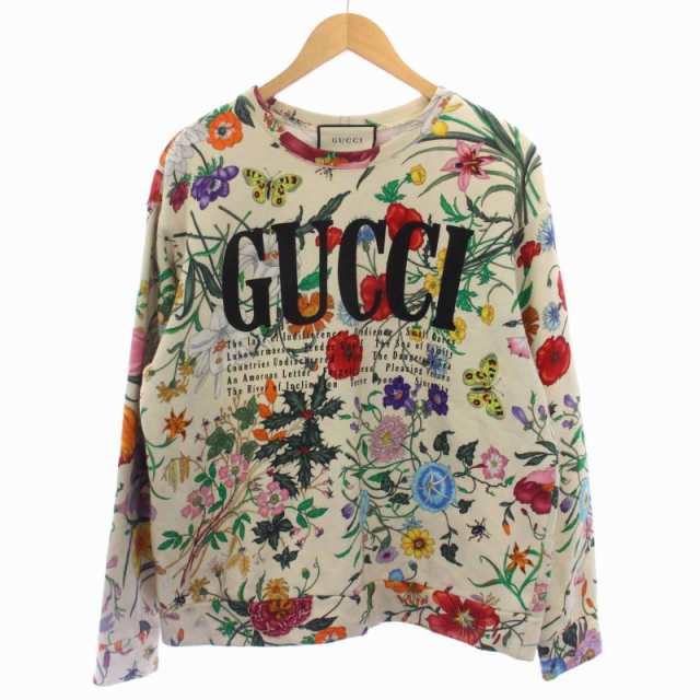 【中古】グッチ GUCCI 19SS フローラルプリント スウェット トレーナー プルオーバー 長袖 S マルチカラー メンズ