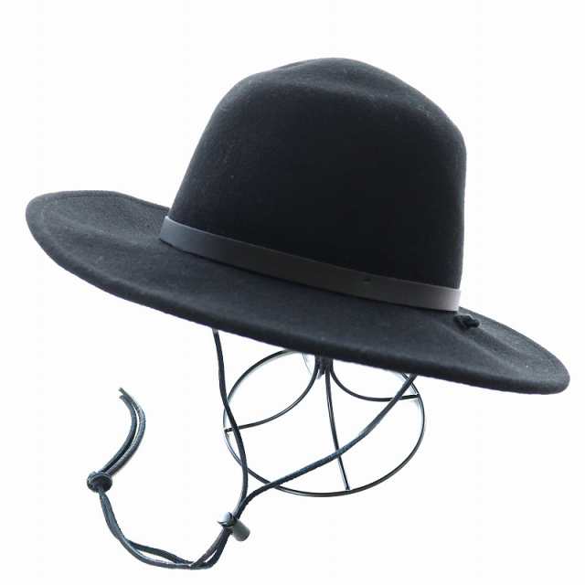 【中古】ステットソン STETSON CRUSHABLE SANTA FE サンタ フェ ウエスタンハット 帽子 あご紐 ウール 黒 ブラック