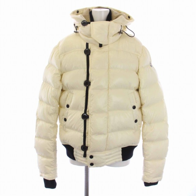 【中古】モンクレール MONCLER VEYLE ダウンジャケット ジップアップ フード ナイロン M アイボリー レディース