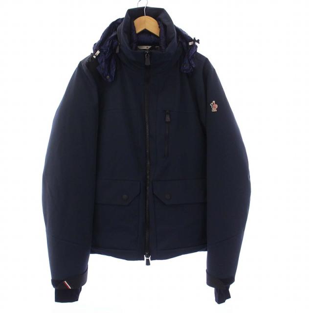 【中古】MONCLER GRENOBLE REUSS ダウンジャケット アウター ジップアップ フェイクレイヤード フード 4 L 紺の通販は