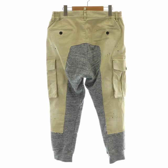 【中古】ディースクエアード ジョガーパンツ チノ 切替 ボタンフライ ペイント加工 カットオフ 48 M ベージュ グレーの通販は 【中古】ディースクエアード ジョガーパンツ チノ 切替 ボタンフライ ペイント加工 カットオフ 48 M ベージュ グレーの通販は