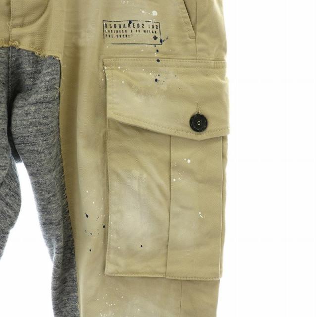 【中古】ディースクエアード ジョガーパンツ チノ 切替 ボタンフライ ペイント加工 カットオフ 48 M ベージュ グレーの通販は 【中古】ディースクエアード ジョガーパンツ チノ 切替 ボタンフライ ペイント加工 カットオフ 48 M ベージュ グレーの通販は