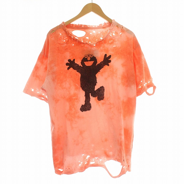 【中古】テッペイ フルヤマ TEPPEI FURUYAMA ダメージ加工 タイダイ Tシャツ クラッシュ 半袖 オレンジ ピンクの通販は 7,770円