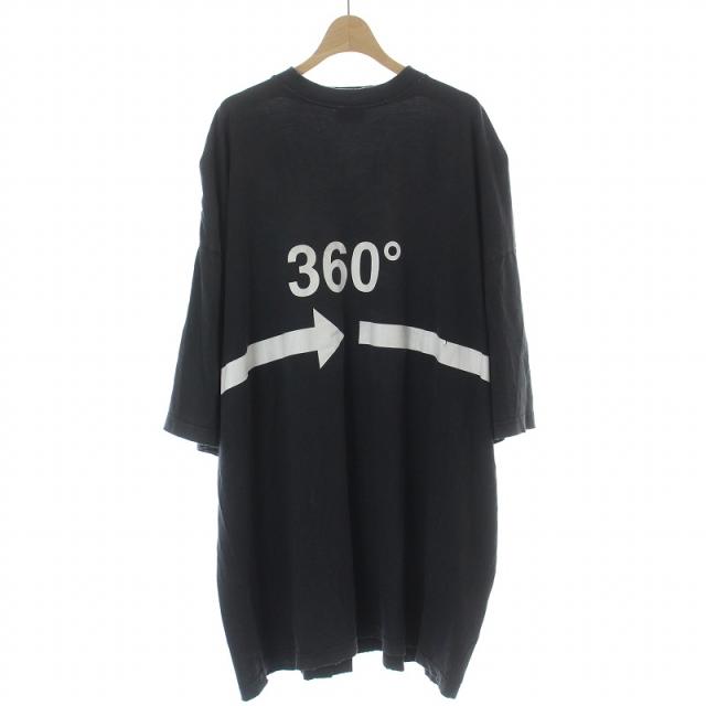 【中古】バレンシアガ 360チューブラーTシャツ オーバーサイズ カットソー 半袖 クルーネック ダメージ加工 ロゴ 黒の通販は