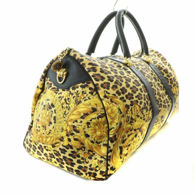 新品 GIANNI VERSACE ボストンバッグ 総柄レオパード イエロー 新品 GIANNI VERSACE ボストンバッグ 総柄レオパード イエロー