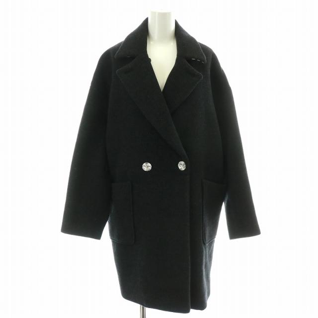 【中古】ボーダーズアットバルコニー チェスターコート ミドル ダブル ビジューボタン 36 S チャコールグレーの通販は