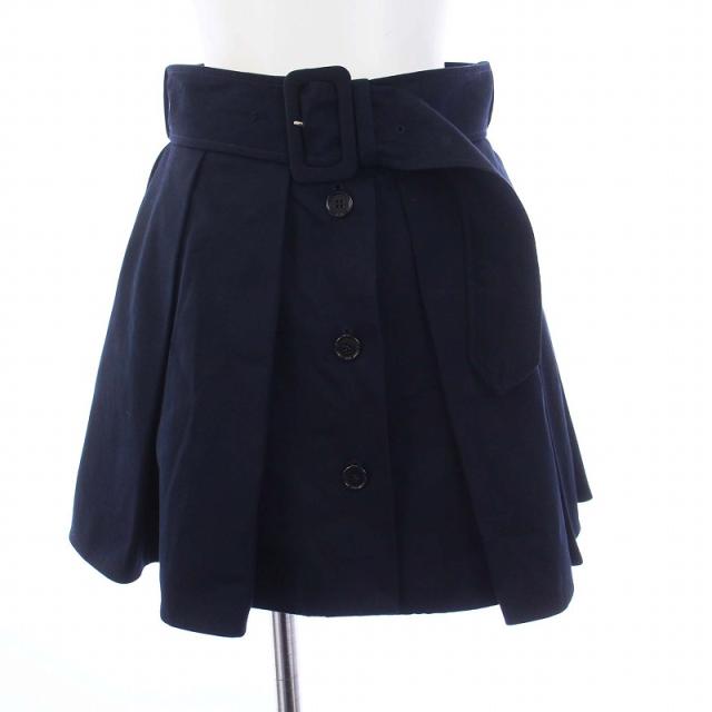 中古】パトゥ PATOU オーガニックコットン ベルト付きミニプリーツ  