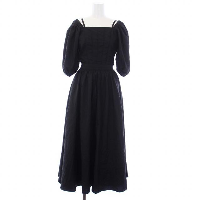 【中古】未使用品 アメリヴィンテージ PUMA タグ付き ロングワンピース 半袖 パフスリーブ 格子柄 チェック XS 黒の通販は 12,096円