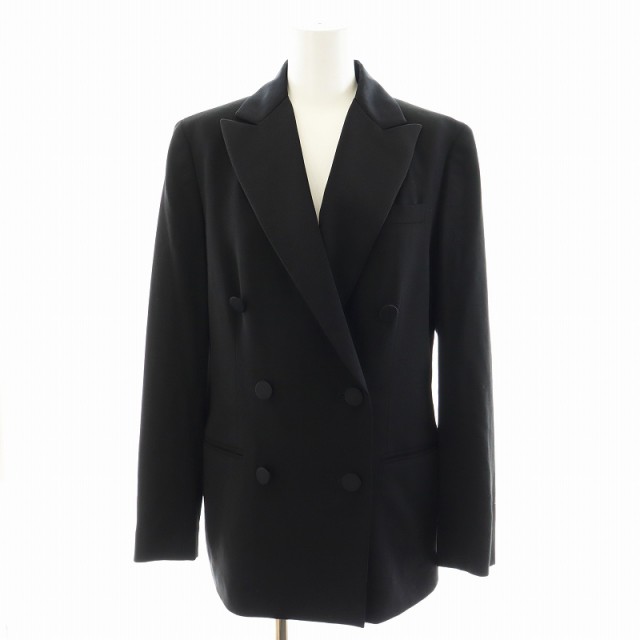 【中古】ローレンラルフローレン LAUREN RALPH LAUREN テーラードジャケット ダブル ウール 4 M 黒の通販は 6,600円