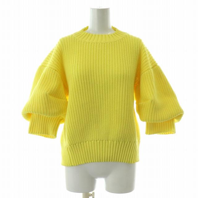 【中古】サカイ sacai ニット セーター 五分袖 クルーネック パフスリーブ ボリュームスリーブ 3 XS 黄色 イエローの通販は