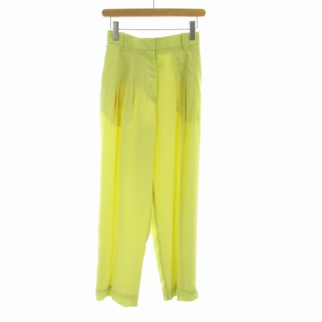 【中古】ポールスミス PAUL SMITH 22SS タックパンツ ストレート センタープレス 38 M 黄 イエロー /RO レディース