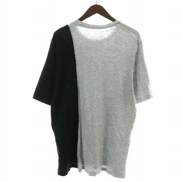 【中古】ディースクエアード Tシャツ カットソー 半袖 クルーネック バイカラー 切替 ロゴプリント XS グレー 黒の通販は