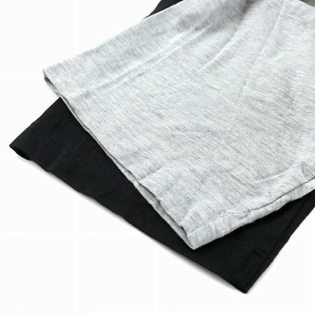【中古】ディースクエアード Tシャツ カットソー 半袖 クルーネック バイカラー 切替 ロゴプリント XS グレー 黒の通販は