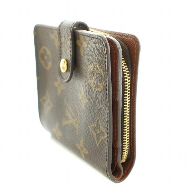 ルイヴィトン モノグラム コンパクトジップ 二つ折り財布 茶