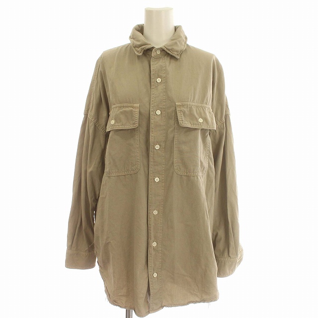 【中古】レミレリーフ REMI RELIEF シャツ ブラウス 長袖 ワイヤー襟 F グレージュ /☆G レディースの通販は 5,676円