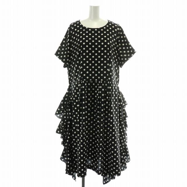 【中古】コムデギャルソンコムデギャルソン コムコム ポルカドットラッフルドレス ワンピース ひざ丈 フレア S 黒 白の通販は 20,942円