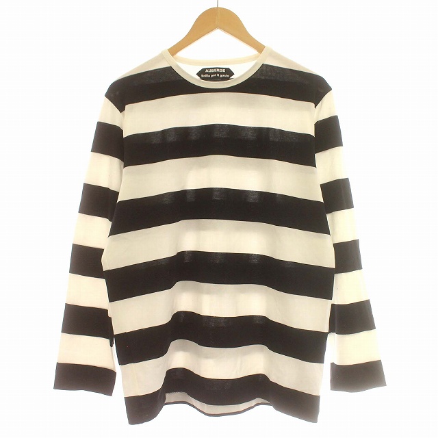 【中古】AUBERGE オーベルジュ ロンT ボーダー 長袖 Tシャツ カットソー 44 M 黒 白 /☆G メンズの通販は 6,600円