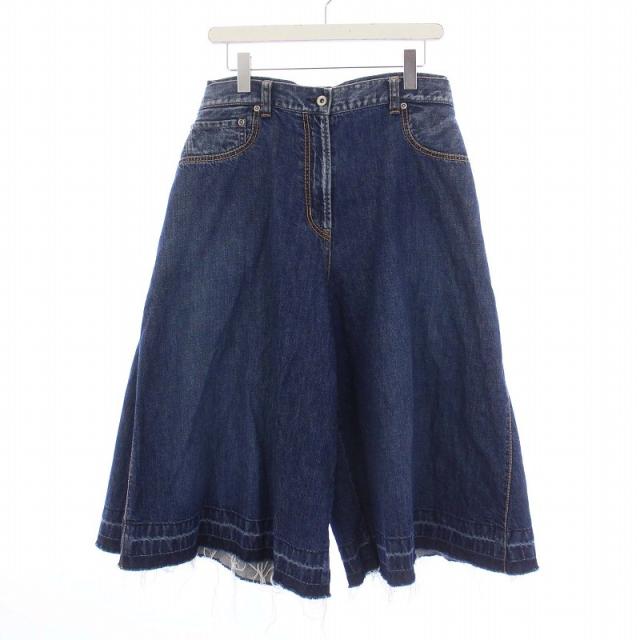 【中古】サカイ sacai デニムパンツ ガウチョパンツ ジーンズ ワイド カットオフ 青 ブルー /KH レディースの通販は 7,931円