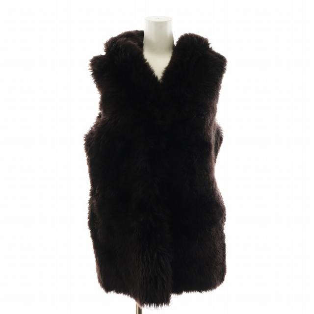 【中古】ウィムガゼット Whim Gazette 23AW フーデッドファージレ ベスト 羊革 アウター F 茶 WGZ1032107A0011の通販は