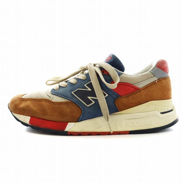 【中古】ニューバランス NEW BALANCE × J.CREW ジェイクルー M998HTB スニーカー シューズ US8.5 26.5cm 茶 青 赤の通販は 10,800円