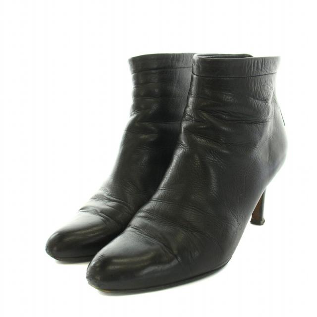 【中古】PELLICO TAXI 80TR バックジップショートブーツ アンクルブーツ レザー 36.5 23.5cm 黒 7049 レディース