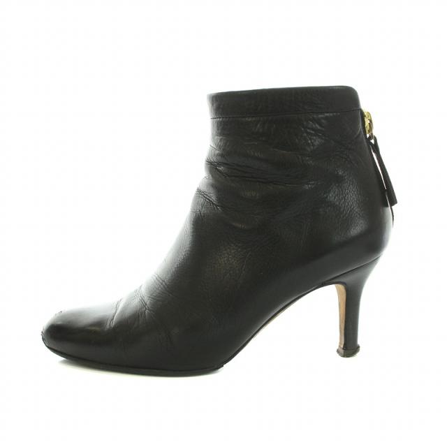 【中古】PELLICO TAXI 80TR バックジップショートブーツ アンクルブーツ レザー 36.5 23.5cm 黒 7049 レディース