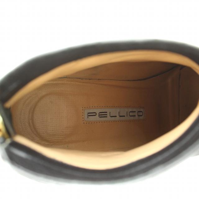 【中古】PELLICO TAXI 80TR バックジップショートブーツ アンクルブーツ レザー 36.5 23.5cm 黒 7049 レディース