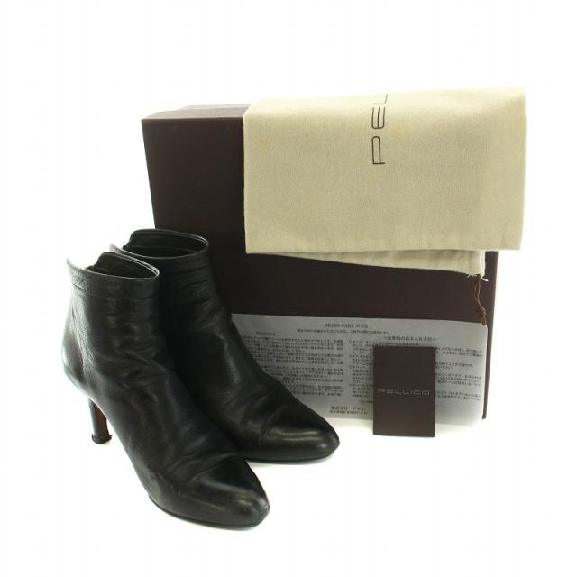 【中古】PELLICO TAXI 80TR バックジップショートブーツ アンクルブーツ レザー 36.5 23.5cm 黒 7049 レディース