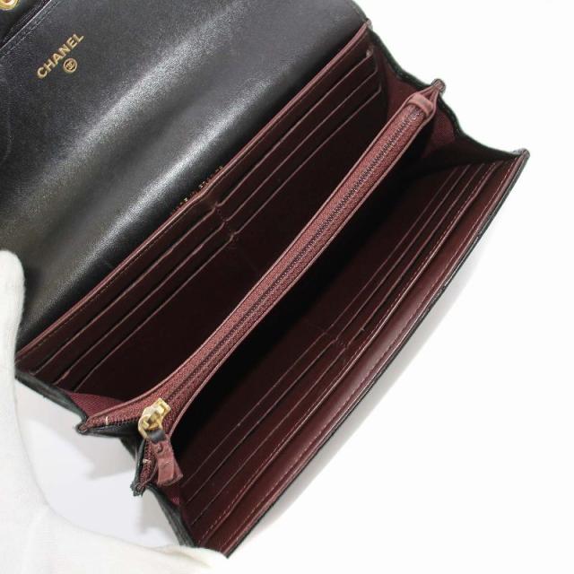 中古】シャネル CHANEL 長財布 二つ折り マトラッセ ラムスキン