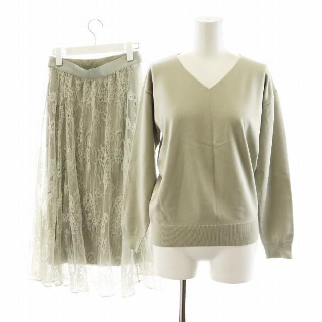 【中古】ジャスグリッティー JUSGLITTY 2WAYスカートニットアップ セットアップ 上下 フレアスカート 1 S ミントの通販は 5,278円