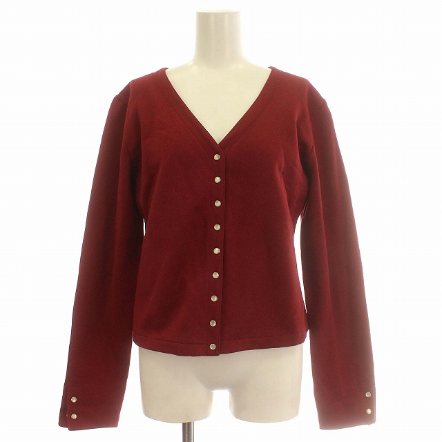 【中古】アニエスベー agnes b. プレッション カーディガン スウェット 裏起毛 長袖 3 L相当 赤 ボルドーの通販は 5,000円