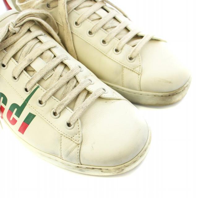 GUCCI / 19AW/エースブレード/ダメージ加工/ローカットスニーカー/US10/WHT/576137/ソール減 中古】GUCCI 19AW エースブレード スニーカー ローカット レザー