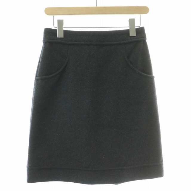 【中古】シャネル CHANEL 台形スカート フレア ひざ丈 ウール アンゴラ混 ココマーク ココボタン 34 XS グレーの通販は