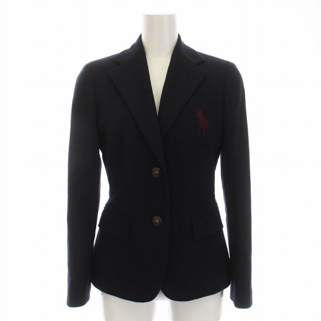 【中古】ラルフローレン RALPH LAUREN テーラードジャケット ビッグポニー 2B サイドベント ウール アウター 7 S 紺の通販は