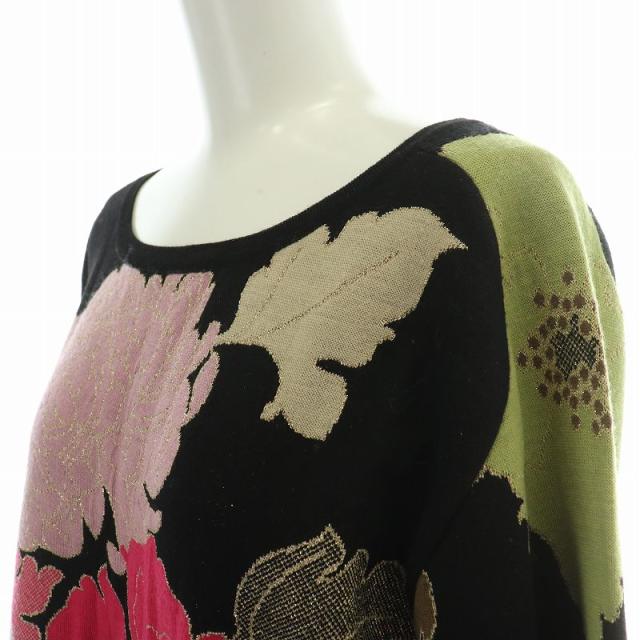 中古】レオナール LEONARD PARIS ニット 長袖 クルーネック ラメ 花柄