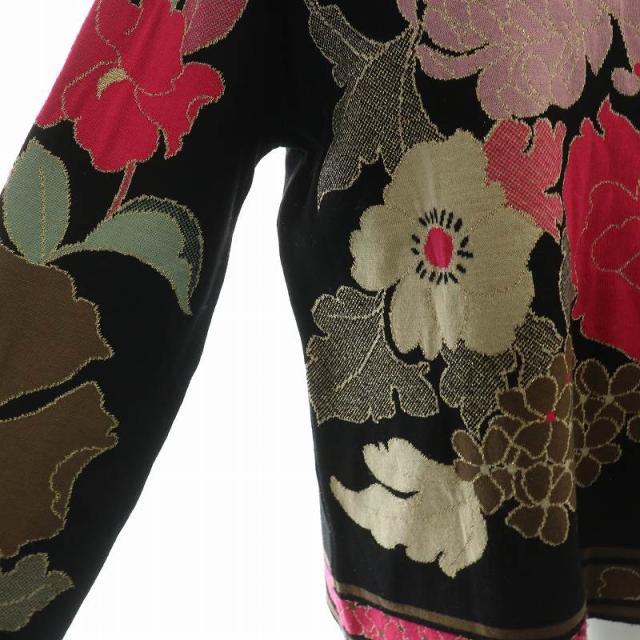 中古】レオナール LEONARD PARIS ニット 長袖 クルーネック ラメ 花柄