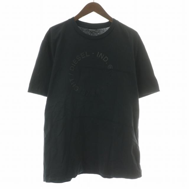 【中古】ディーゼル DIESEL Tシャツ 半袖 クルーネック ロゴ プリント XL 黒 ブラック A02405-T-JUSTEMB /BB メンズの通販は 7,800円