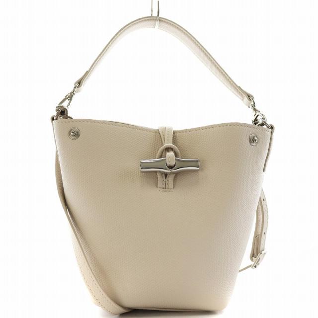 【中古】ロンシャン LONGCHAMP ル ロゾ Le Roseau XS バケットバッグ ショルダーバッグ パピエ アイボリーの通販は 27,170円