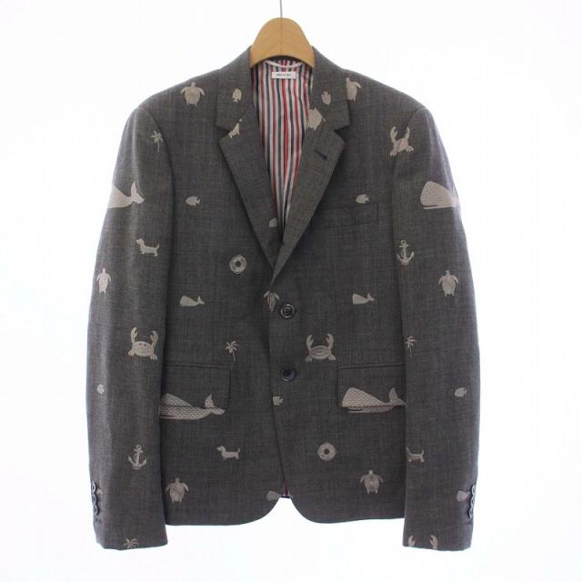【中古】THOM BROWNE テーラードジャケット シングル ファンミックス クジラ 総柄 1 S グレー MJC159A-01543035の通販は