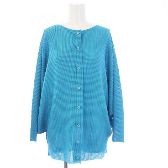 【中古】イッセイミヤケ ISSEY MIYAKE カーディガン ドルマンスリーブ 七分袖 プリーツ 青 ブルー /KH レディースの通販は
