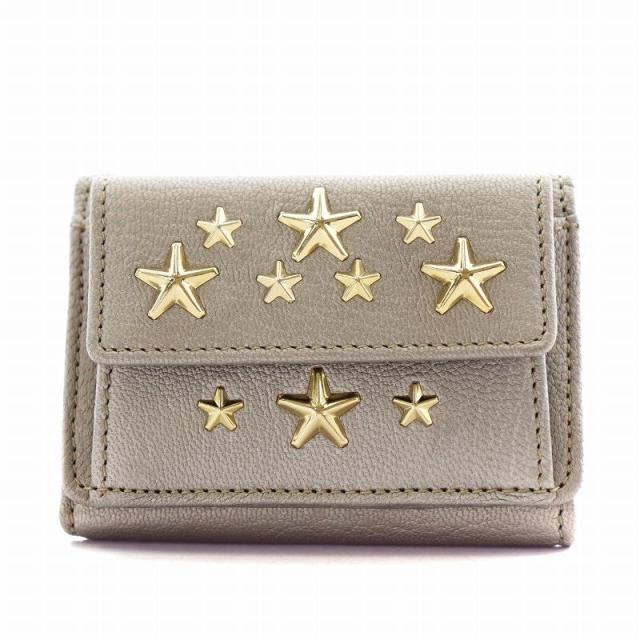 【中古】ジミーチュウ JIMMY CHOO ネモ NEMO 三つ折り財布 小銭入れ スタッズ 星 スター レザー グレーの通販は