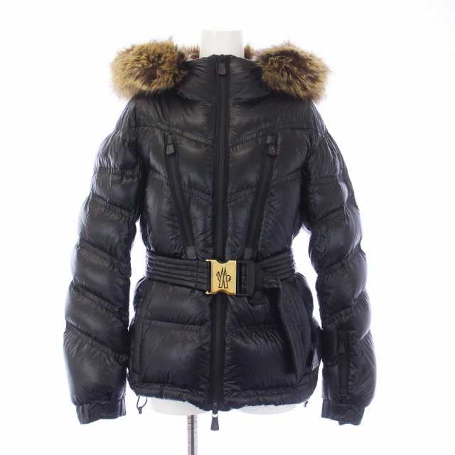 【中古】モンクレール GRENOBLE 21AW BERNIN ダウンジャケット アウター ジップアップ フーディ フェイクファー 1 黒の通販は